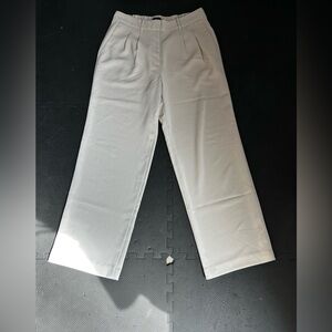 Quince Pleated Cream White Wide Leg Pants Preppy Stretch band size 12